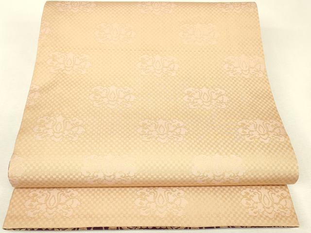 平和屋着物▼両面　全通柄袋帯　跳び兎　正倉院花文　金糸　正絹　逸品　DABK4342az