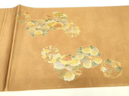 平和屋着物▼太鼓柄袋帯　螺鈿　天井花文　金彩　正絹　逸品　DABK4345az