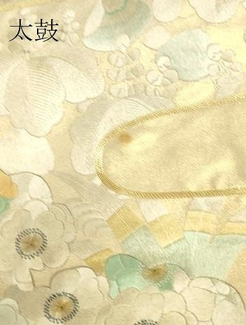 平和屋着物▼総刺繍　太鼓柄袋帯　駒刺繍　吉祥花尽くし　金糸　正絹　逸品　DABK4356az