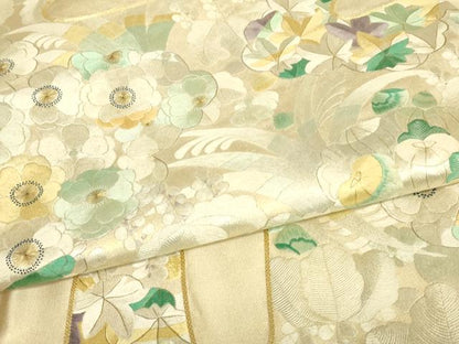 平和屋着物▼総刺繍　太鼓柄袋帯　駒刺繍　吉祥花尽くし　金糸　正絹　逸品　DABK4356az