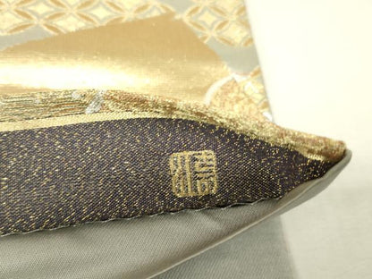 平和屋着物▼六通柄袋帯　重色紙更紗文　金糸　正絹　逸品　DABK4366az