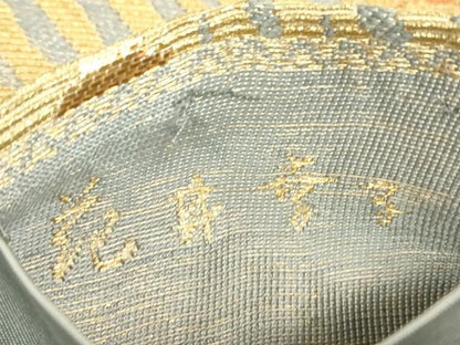 平和屋着物▼ファッションデザイナー 花井幸子　六通柄袋帯　金華山織　立波文　金糸　正絹　逸品　DABK4369az