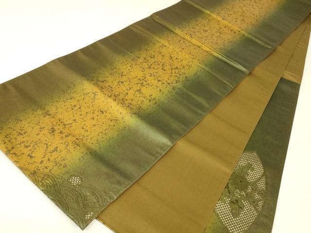 平和屋着物▼中国三大刺繍　スワトウ刺繍　汕頭刺繍　太鼓柄袋帯　引箔九百錦　本塗箔　鴛鴦扇面花文　正絹　逸品　DABK4373az