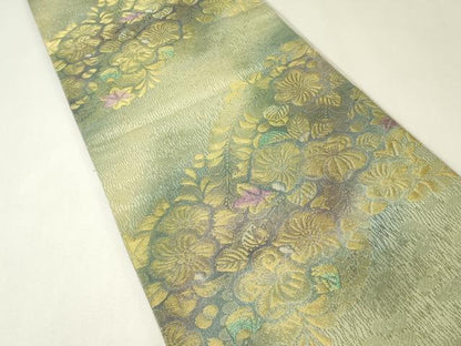 平和屋着物▼六通柄袋帯　道長辻が花　金糸　正絹　逸品　DABK4399az