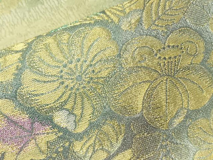 平和屋着物▼六通柄袋帯　道長辻が花　金糸　正絹　逸品　DABK4399az