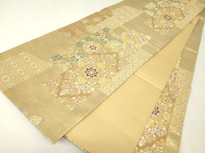 平和屋着物▼六通柄袋帯　正倉院花文　金銀糸　やまと謹製　正絹　逸品　DABK4408az