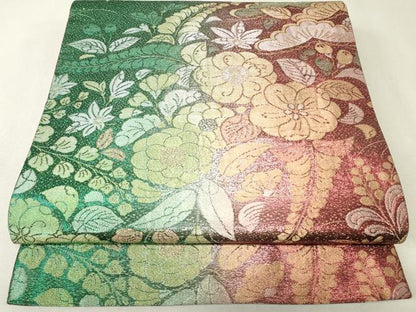 平和屋着物▼六通柄袋帯　辻が花　金糸　正絹　逸品　DABK4414az