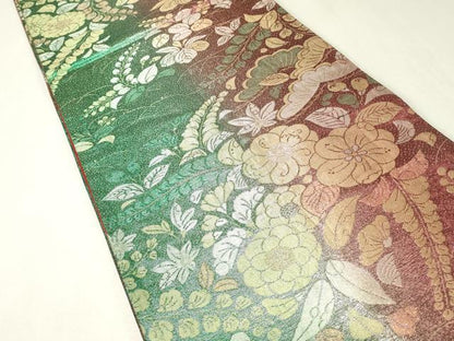 平和屋着物▼六通柄袋帯　辻が花　金糸　正絹　逸品　DABK4414az