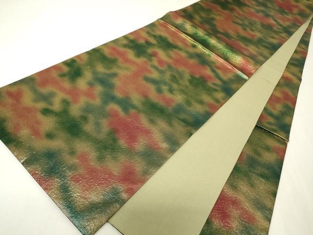 平和屋着物▼全通柄袋帯　霞文　金糸　正絹　逸品　DABK4428az