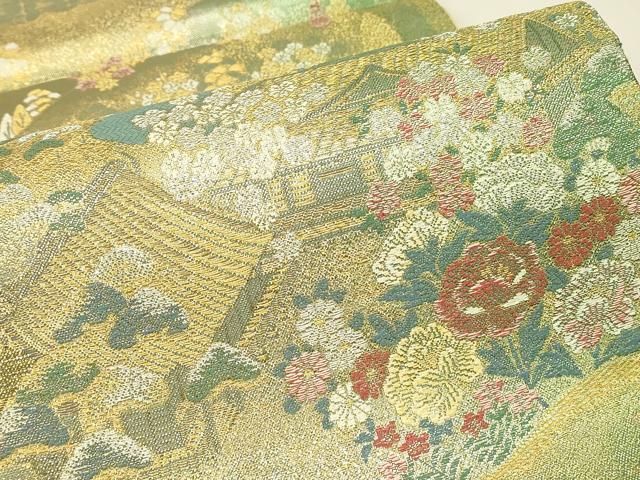 平和屋本店▼六通柄袋帯　本金箔　洛中華燭文　正絹　逸品　DABK4477az