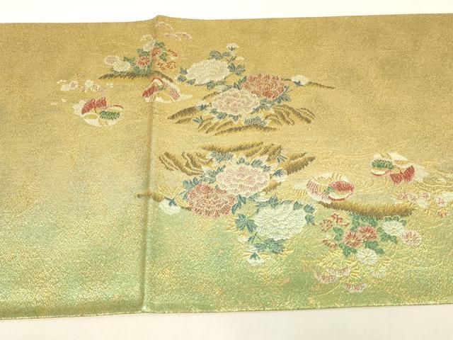 平和屋本店▼六通柄袋帯　本金箔　洛中華燭文　正絹　逸品　DABK4477az