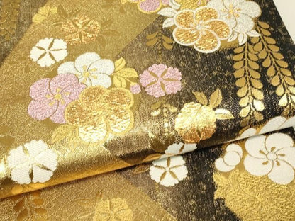 平和屋着物▼西陣 六通柄袋帯 吉祥舞花文 金銀糸 証紙付き 正絹 逸品 DABK4520az