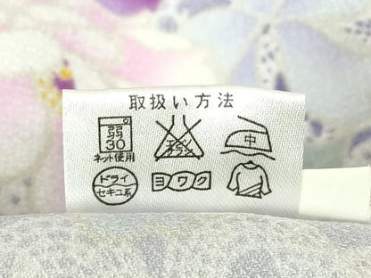 平和屋着物▽小紋　単衣　舞花文　ハート　洗える着物　未使用　DABK4660az