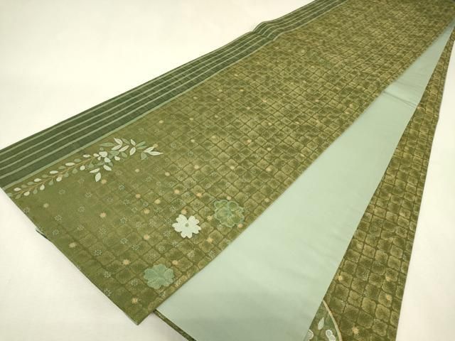 平和屋着物▼太鼓柄袋帯　地紙花鳥文　金通し地　金銀彩　正絹　逸品　DABK4689az