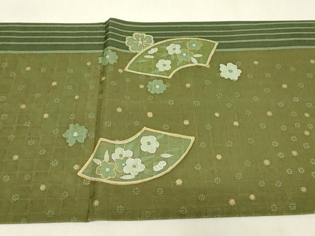 平和屋着物▼太鼓柄袋帯　地紙花鳥文　金通し地　金銀彩　正絹　逸品　DABK4689az