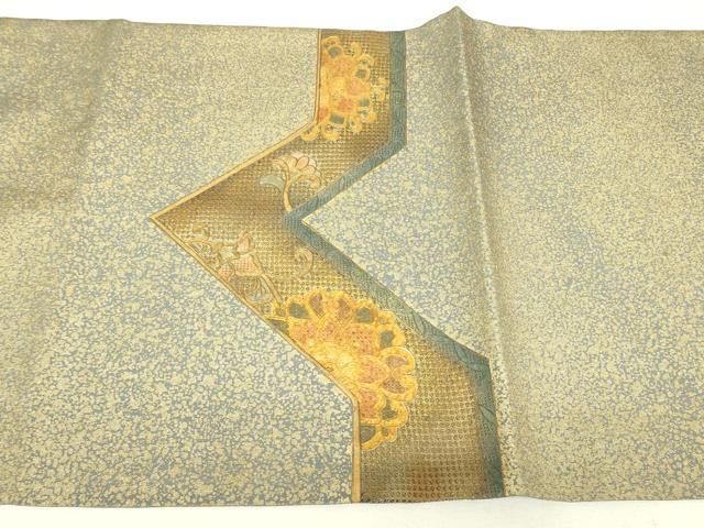 平和屋着物▼中国三大刺繍　スワトウ刺繍　汕頭刺繍　太鼓柄袋帯　正倉院更紗花文　金彩　正絹　逸品　DABK4697az