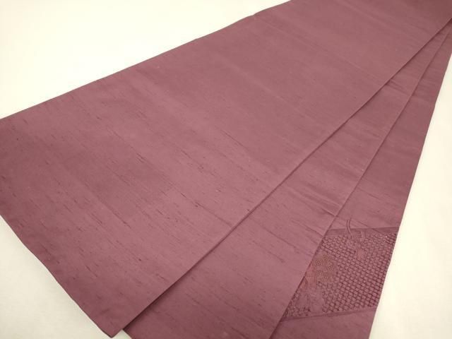 平和屋着物●中国三大刺繍　スワトウ刺繍　汕頭刺繍　総刺繍　太鼓柄袋帯　紬地　鳳凰花文　暗紅色　正絹　逸品　DABK4835az