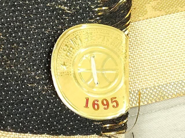 平和屋本店▼西陣　岡文織物謹製　本金箔　全通丸帯　平安絵巻集成　証紙付き　正絹　逸品　DABK4839az