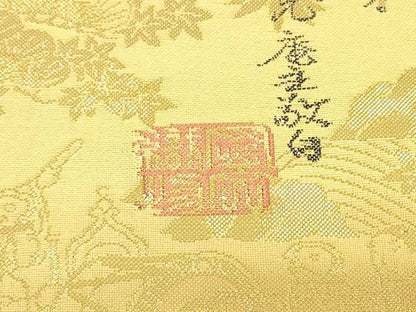 平和屋本店▼西陣　岡文織物謹製　本金箔　全通丸帯　平安絵巻集成　証紙付き　正絹　逸品　DABK4839az