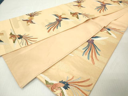 平和屋着物◎六通柄袋帯　唐織　霞若松鳳凰文　金銀糸　正絹　逸品　DABK5002ea