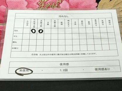 平和屋着物◎六通柄袋帯　牡丹　黒地　金銀糸　正絹　逸品　未使用　DABK5004ea