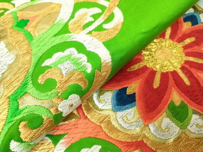 平和屋着物◎六通柄袋帯　唐織　オリエント異文　金糸　正絹　逸品　DABK5005ea