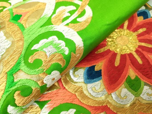 平和屋着物◎六通柄袋帯　唐織　オリエント異文　金糸　正絹　逸品　DABK5005ea