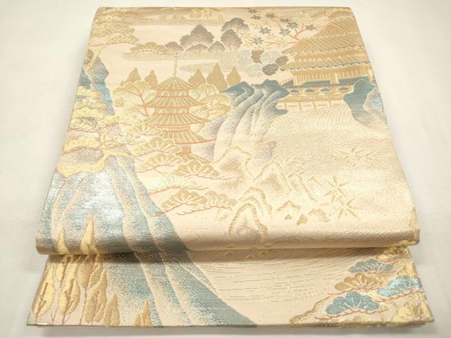 平和屋本店▼六通柄袋帯　夏冬山水　純金箔二重織　正絹　逸品　DABK5061ea