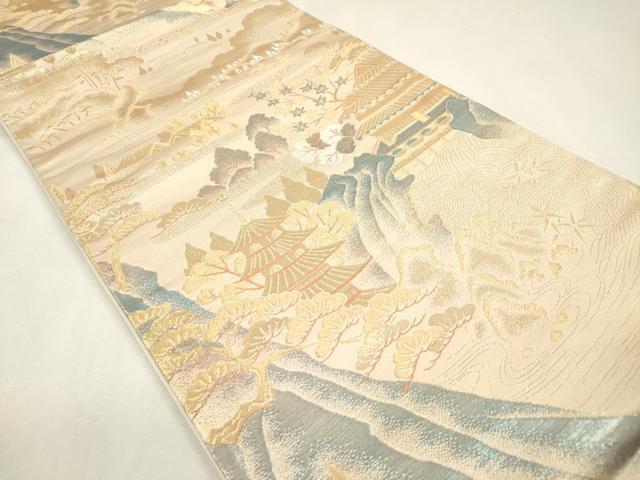 平和屋本店▼六通柄袋帯　夏冬山水　純金箔二重織　正絹　逸品　DABK5061ea