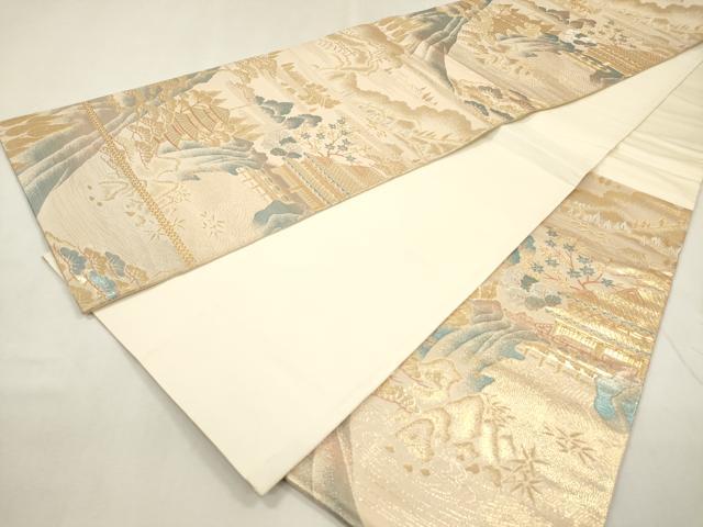 平和屋本店▼六通柄袋帯　夏冬山水　純金箔二重織　正絹　逸品　DABK5061ea