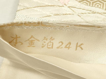 平和屋本店▼六通柄袋帯　唐織　流水鴛鴦花松文　本金箔24K　正絹　逸品　DABK5064ea