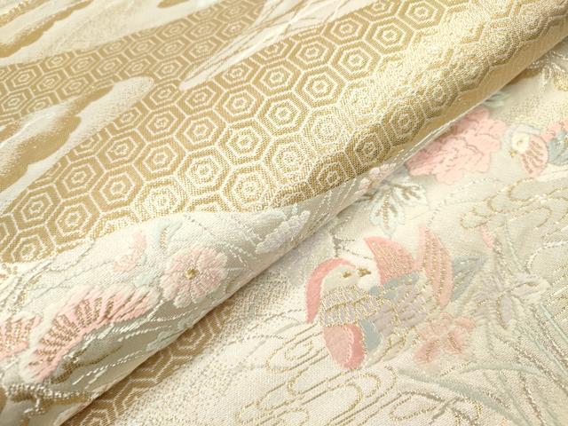 平和屋本店▼六通柄袋帯　唐織　流水鴛鴦花松文　本金箔24K　正絹　逸品　DABK5064ea