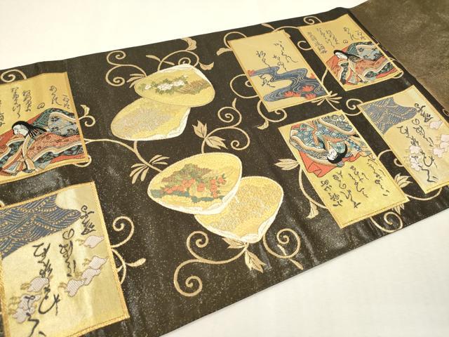 平和屋本店▼六通柄袋帯　唐織　遊楽彩雅文　唐金　本金箔　正絹　逸品　DABK5065ea