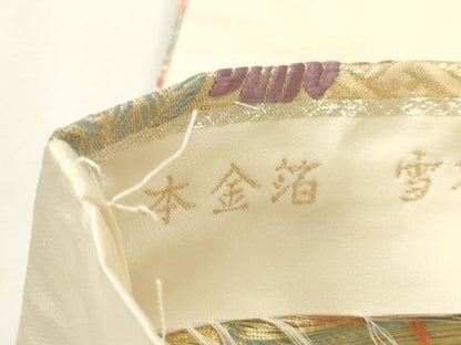 平和屋本店▼六通柄袋帯　唐織　雪輪小袖模様　本金箔　正絹　逸品　DABK5066ea