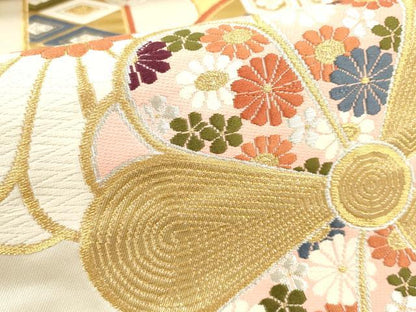 平和屋本店▼六通柄袋帯　唐織　みやび　立波花文　本金箔24K　正絹　逸品　DABK5067ea