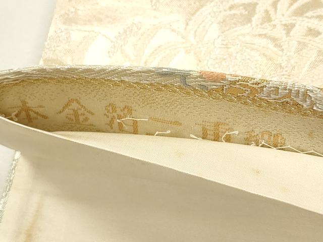 平和屋本店▼六通柄袋帯　唐織　重ね山花文　本金箔二重織　三越扱い　正絹　逸品　DABK5070ea