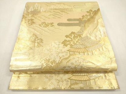 平和屋本店▼佐賀錦　六通柄袋帯　九百錦　都の四季　貮拾四金　正絹　逸品　DABK5073ea