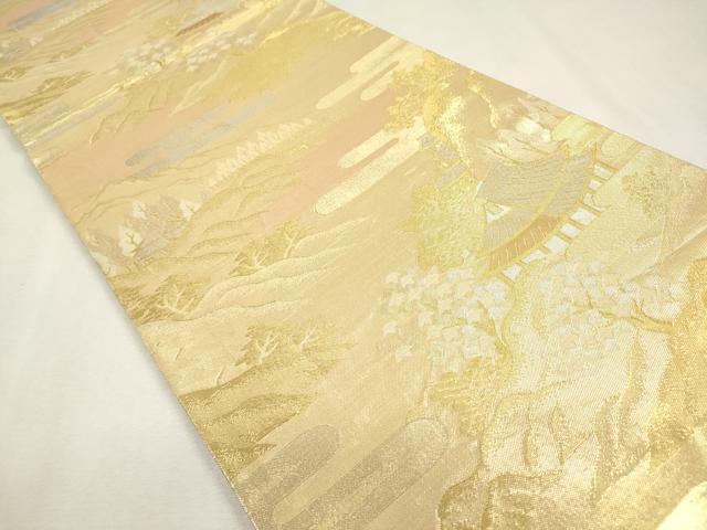 平和屋本店▼佐賀錦　六通柄袋帯　九百錦　都の四季　貮拾四金　正絹　逸品　DABK5073ea