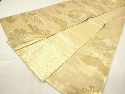 平和屋本店▼佐賀錦　六通柄袋帯　九百錦　都の四季　貮拾四金　正絹　逸品　DABK5073ea