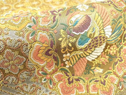 平和屋本店▼西陣　富田由起子謹製　六通柄袋帯　唐織　名宝正倉院　本金箔斜子綴　証紙付き　逸品　未使用　DABK5075ea