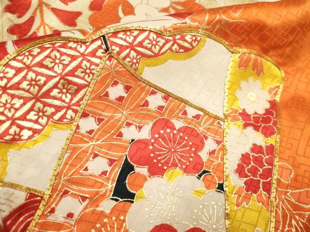 平和屋着物∵女の子　十三参り　子供　祝着　駒刺繍　檜扇藤花文　暈し染め　金彩　逸品　DABK5142ea