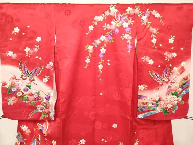 平和屋着物[]七五三　女の子　３歳　祝着　三つ身　松竹梅　花蝶文　暈し染め　逸品　DABK5162ea