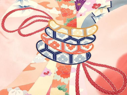 平和屋着物[]お宮参り　女の子　祝着　産着　初着　のしめ　友禅　束ね熨斗花文　松竹梅　暈し染め　逸品　DABK5171ea