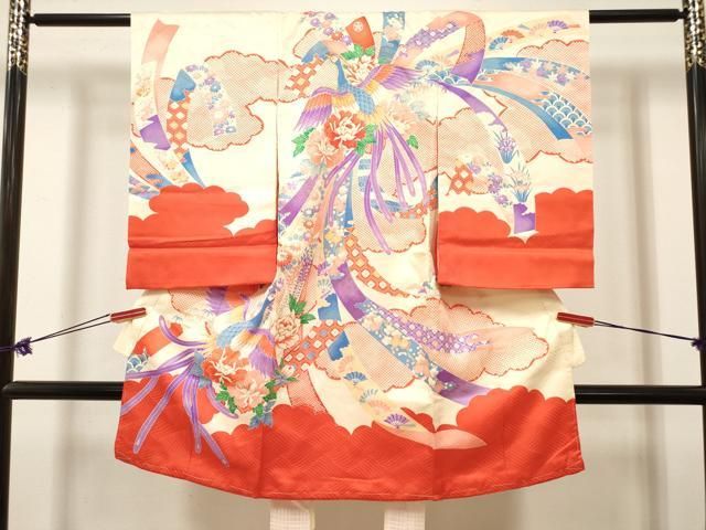 平和屋着物[]お宮参り　女の子　祝着　産着　初着　のしめ　駒刺繍　鳳凰熨斗花文　金彩　逸品　DABK5174ea