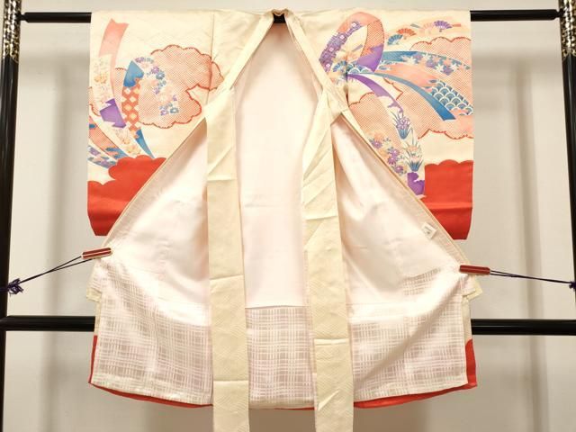 平和屋着物[]お宮参り　女の子　祝着　産着　初着　のしめ　駒刺繍　鳳凰熨斗花文　金彩　逸品　DABK5174ea