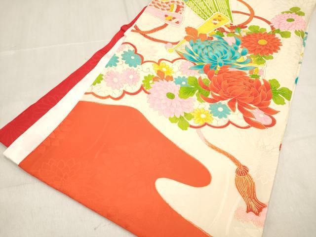 平和屋着物[]お宮参り　女の子　祝着　産着　初着　のしめ　刺繍　檜扇花車文　金彩　逸品　DABK5176ea