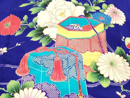 平和屋着物[]アンティーク　大正ロマン　お宮参り　女の子　祝着　産着　初着　のしめ　貝桶花文　逸品　DABK5177ea