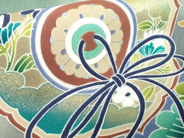 平和屋着物[]お宮参り　男の子　祝着　産着　初着　のしめ　鷹　鷲　鏡裏絵巻松文　暈し染め　金彩　逸品　DABK5183ea