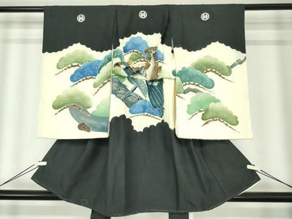 平和屋着物[]お宮参り　男の子　祝着　産着　初着　のしめ　駒刺繍　鷹　鷲　笠松　逸品　DABK5184ea