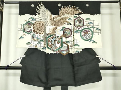 平和屋着物[]お宮参り　男の子　祝着　産着　初着　のしめ　鷹　鷲　宝尽くし松文　逸品　DABK5196ea